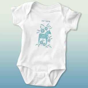 Svenska Dala Horse Grönt Tiny Viking Baby Bodykost T Shirt