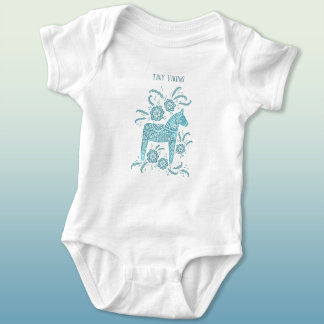 Svenska Dala Horse Grönt Tiny Viking Baby Bodykost T Shirt