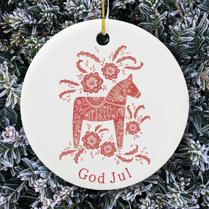 Svenska Dala Horse Gud Jul Julgransprydnad Keramik