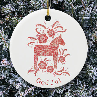Svenska Dala Horse Gud Jul Julgransprydnad Keramik