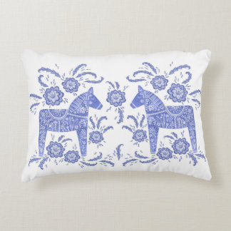 Svenska Dala Horse Indigo Blue och White Prydnadskudde