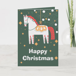 Svenska Dala Horse Jul, vit Helgkort