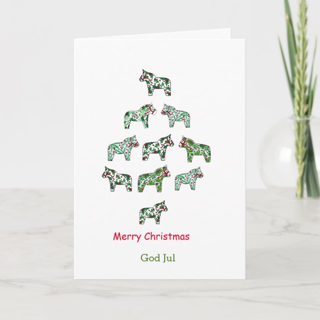 Svenska Dala Horse Julgran-kort Helgkort (Framsida)