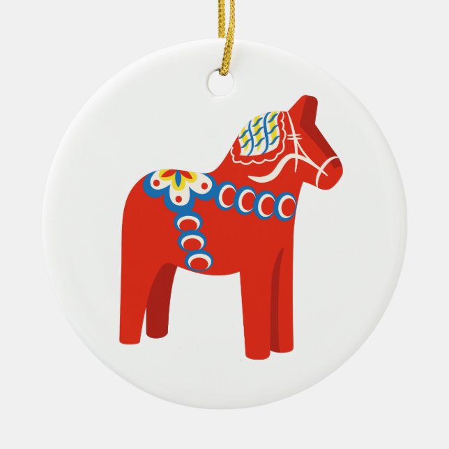 Svenska Dala Horse Julgransprydnad Keramik (Framsidan)