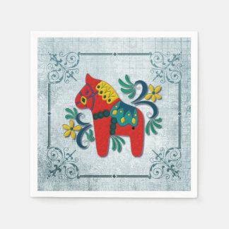 Svenska Dala Horse med norska Rosemaling Pappersservett