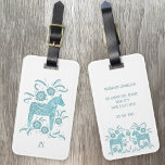 Svenska Dala Horse Monogram Bagagebricka<br><div class="desc">En traditionell svensk Dala Horse-design i teal grönt och vit. Ändra kontaktuppgifterna på baksidan och ändra eller ta bort monogrammet initialer på framsidan.</div>
