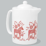 Svenska Dala Horse Red and White<br><div class="desc">En traditionell svensk Dala Horse-design i rött och vitt. Perfekt för helgdagarna på vintern eller för häst och ponny älskare. Originalkonst av Nic Squirrell.</div>
