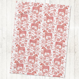 Svenska Dala Horse Red and White Fleecefilt