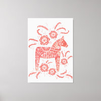 Svenska Dala Horse Red and White Folk Art