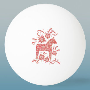 Svenska Dala Horse Red and White Folk Art Pingisboll