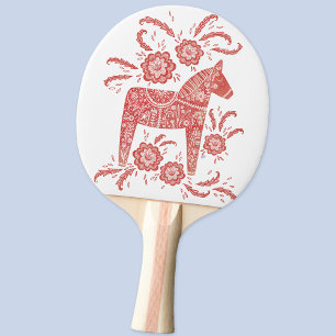 Svenska Dala Horse Red and White Folk Art Pingisracket