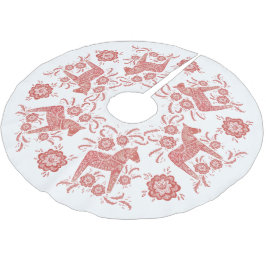 Svenska Dala Horse Red and White Julgransmatta Borstad Polyester