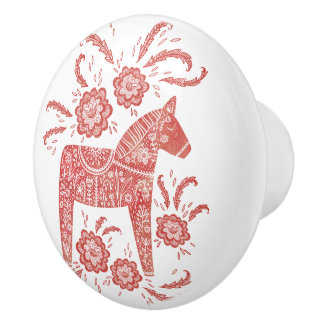 Svenska Dala Horse Red and White Knopp