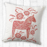 Svenska Dala Horse Red and White Kudde<br><div class="desc">En söt röd och vit Svenska Dala Horse-målning. Originalkonst av Nic Squirrell.</div>