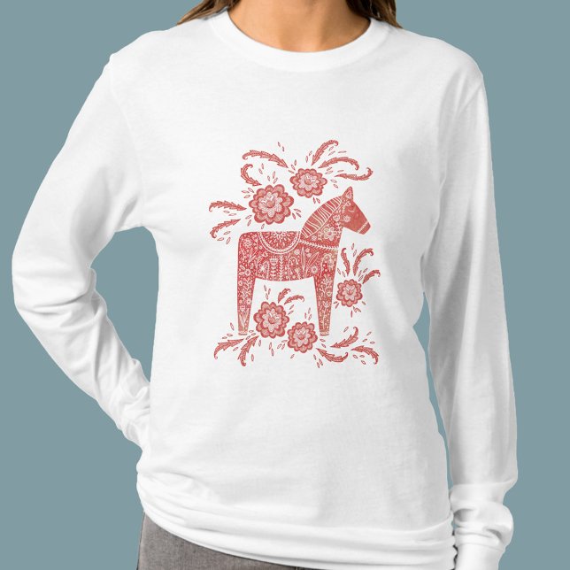 Svenska Dala Horse Red and White T Shirt (Skapare uppladdad)