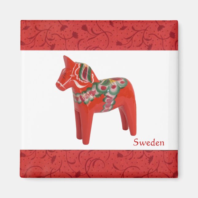 Svenska Dala Horse Scandinavian Magnet (Framsidan)