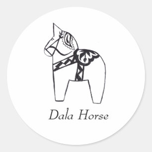 Svenska Dala Horse Sticker Runt Klistermärke