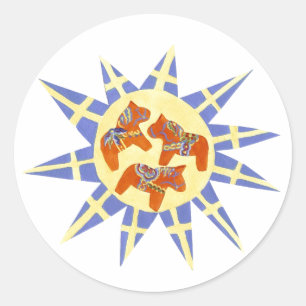 Svenska Dala Horse Sticker Runt Klistermärke