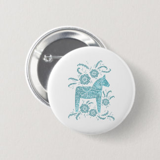 Svenska Dala Horse Teal and White Button Knapp