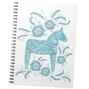 Svenska Dala Horse Teal and White Notebook Anteckningsbok