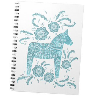 Svenska Dala Horse Teal and White Notebook Anteckningsbok