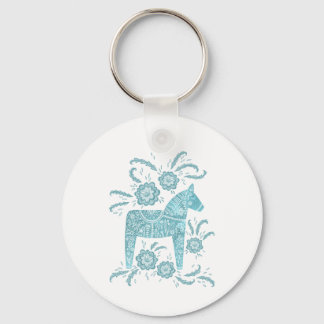 Svenska Dala Horse Teal Grönt and White Nyckelring