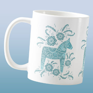 Svenska Dala Horse Teal Grönt Coffee Mugg