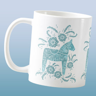 Svenska Dala Horse Teal Grönt Coffee Mugg