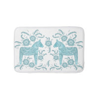Svenska Dala Horse Teal Grönt och White Bath Mat