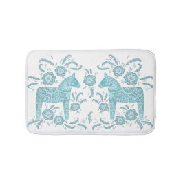 Svenska Dala Horse Teal Grönt och White Bath Mat Badrumsmatta