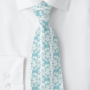 Svenska Dala Horse Teal Grönt och White FolArt Slips
