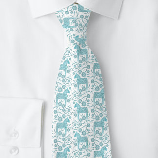 Svenska Dala Horse Teal Grönt och White FolArt Slips