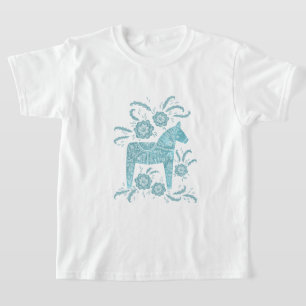 Svenska Dala Horse Teal Grönt Viking T Shirt