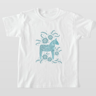 Svenska Dala Horse Teal Grönt Viking T Shirt