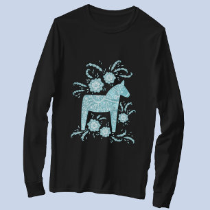 Svenska Dala Horse Teal Grönt Viking T Shirt