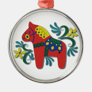 Svenska Dala Horse Whimsical Julgransprydnad Metall