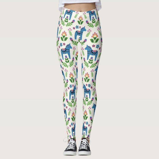 Svenska Dala Horses Blue Leggings (Framsida)