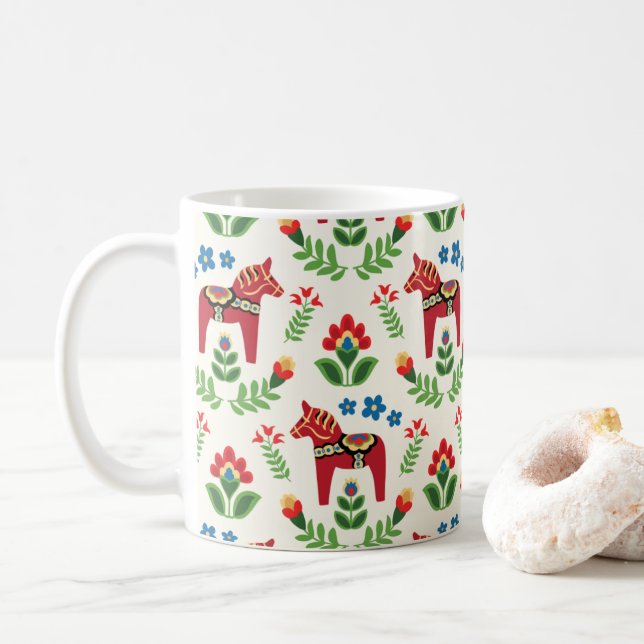 Svenska Dala Horses Red Kaffemugg (Med munk)