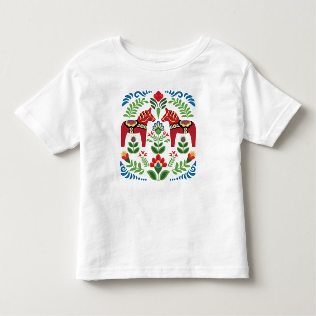 Svenska Dala Horses Red Småbarn T-Shirt (Framsida)