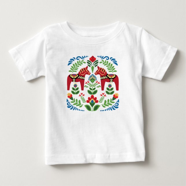 Svenska Dala Horses Red T Shirt (Framsida)