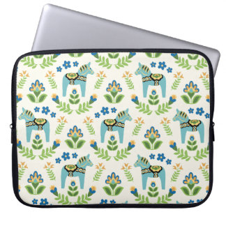 Svenska Dala Horses Teal Laptop Fodral