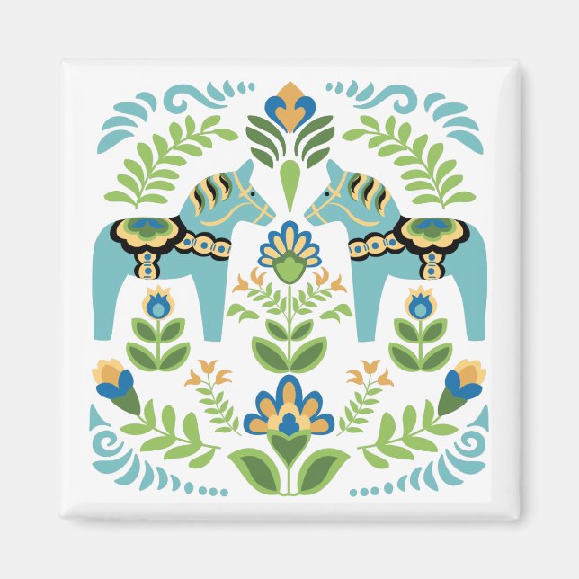 Svenska Dala Horses Teal Magnet (Framsidan)
