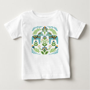 Svenska Dala Horses Teal T Shirt