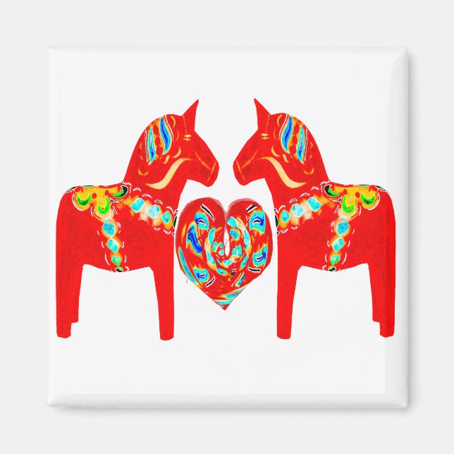 Svenska Dala Horses w Heart Magnet (Framsidan)