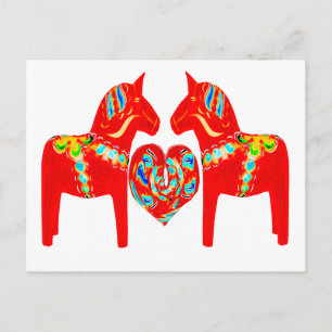 Svenska Dala Horses w Heart Vykort