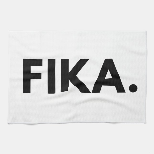 Svenska Fika Fold Black and White Sans Serif Kökshandduk (Horisontell)