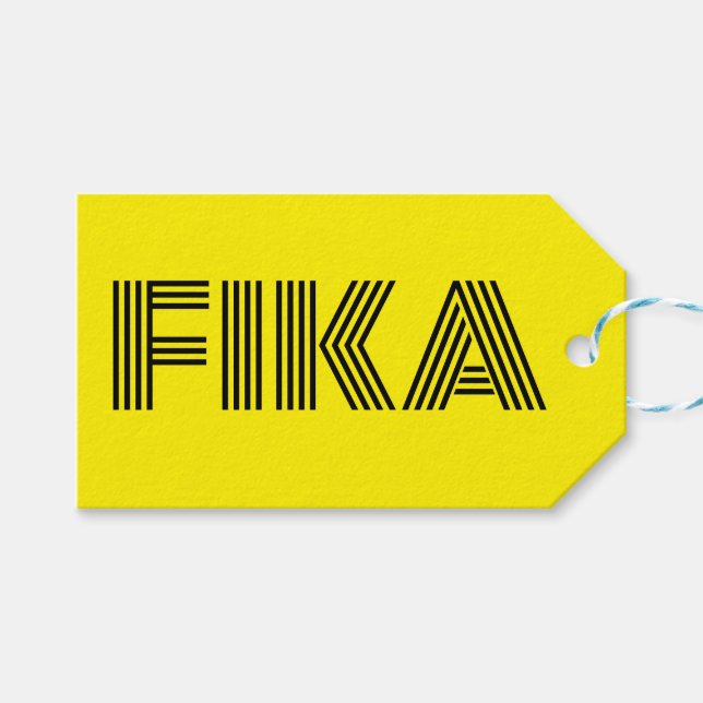 Svenska Fika Gult och Black Presentetikett (Framsidan (Horisontell))