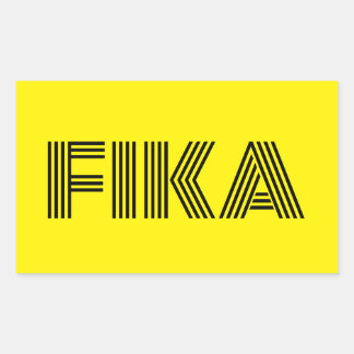Svenska Fika Gult och Black Rektangulärt Klistermärke