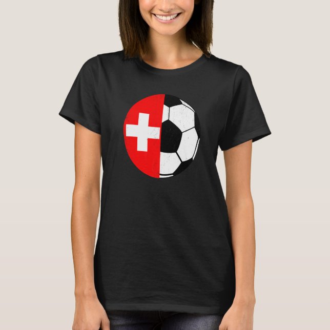 Svenska flagg fotbolls fans fotboll   Schweiz T Shirt (Framsida)