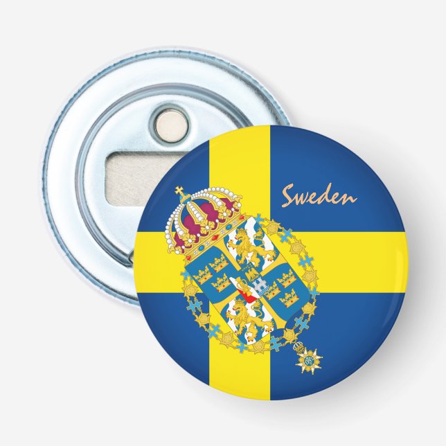 Svenska Flagga, Emblem & Sverige party Drycker/spo Flasköppnare (Framsidan)